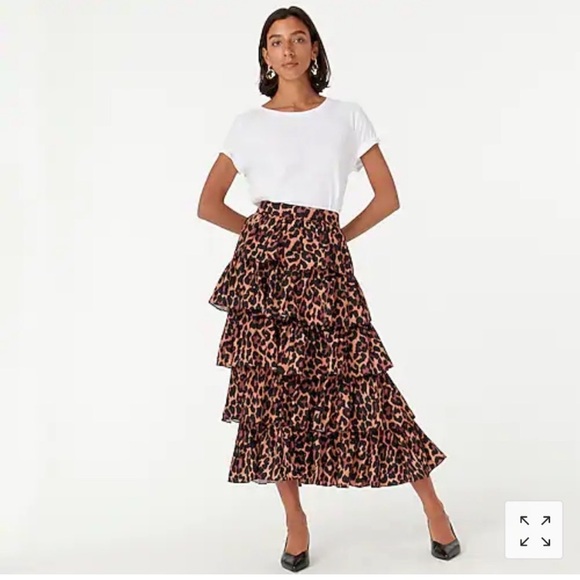 Leopard Cheetah tiered ruffle maxi skirt j. Crew